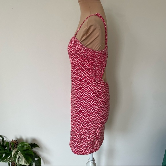 Free People Twist N Shout Red White Eyelet Printed Open-Back Cami Mini Dress M - Picture 4 of 10